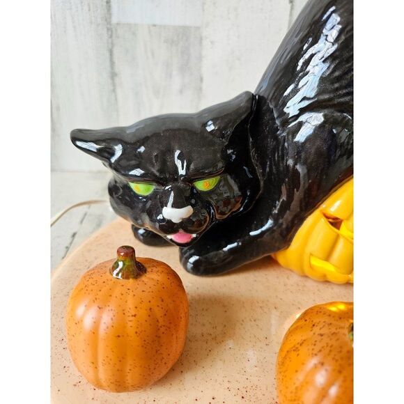 Vintage ceramic cat Halloween home decor pumpkin - Picture 2 of 9